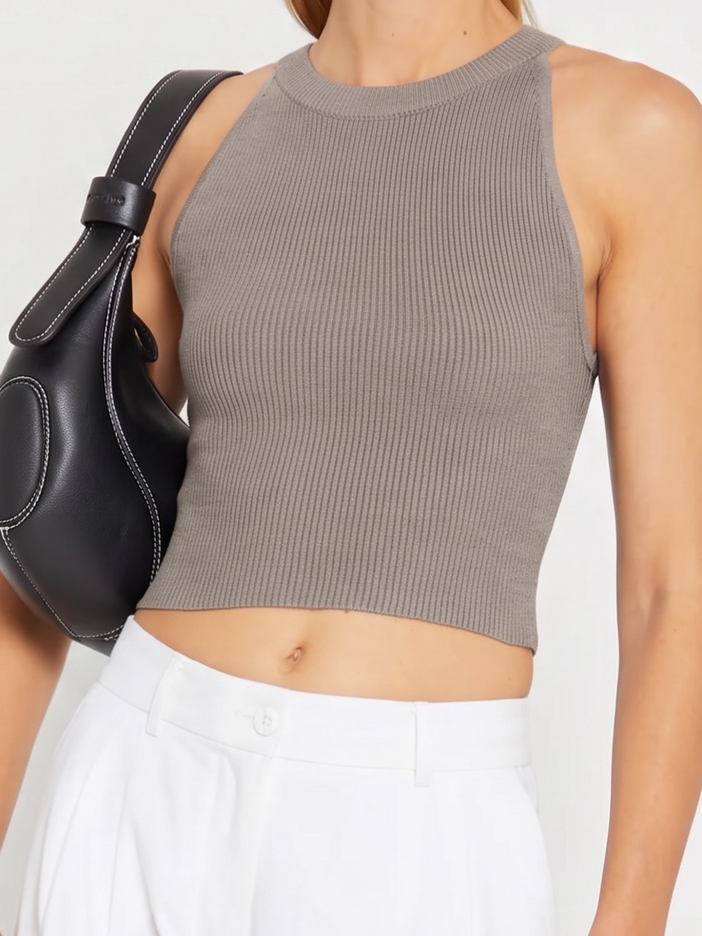 Kourt Naomi Sculpting Knit Halter Top  FEW MODA in Monochrome Solid NEW